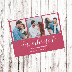 Reserve A Data Casamento de Colagem de Fotos Magenta
