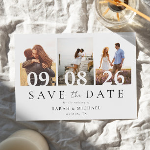 Reserve A Data Casamento de Colagem de Fotos Moderno 3
