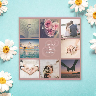 Reserve A Data Casamento de Colagem de Fotos Rosa Russo Moderno