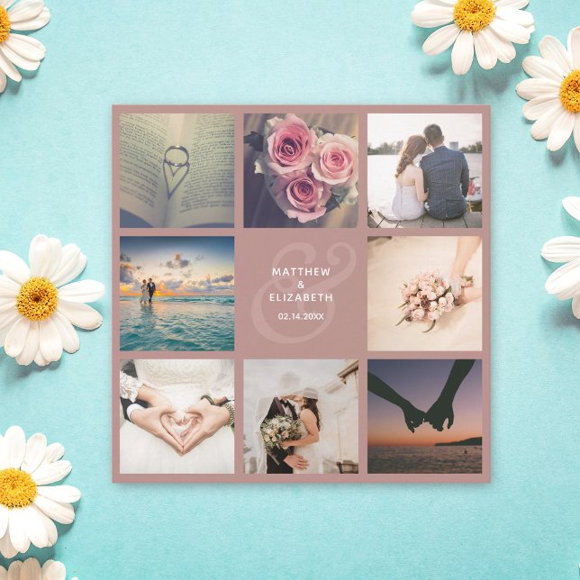 Reserve A Data Casamento de Colagem de Fotos Rosa Russo Moderno (Criador carregado)