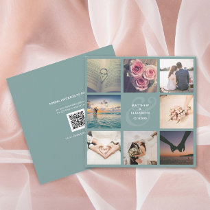 Reserve A Data Casamento de Colagem de Fotos Rustic Mint Green
