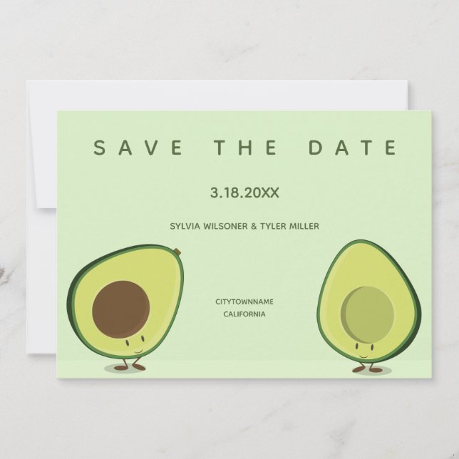 Reserve A Data Casamento de Comidas Whimsical Avocado (Frente)