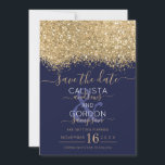 Reserve A Data Casamento de Confetti, Dourado Marinho de luxo mod<br><div class="desc">O elegante, glamouroso e moderno casamento, salvo o cartão de data, é perfeito para o casal noivo contemporâneo e na moda. Ele apresenta um falso bloco de cores escondido com brilho brilho brilhante em ouro sobre um simples fundo azul marinho escuro. A parte traseira exibe a mesma brilho, mas um...</div>