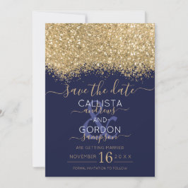 Reserve A Data Casamento de Confetti, Dourado Marinho de luxo mod