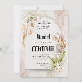 Reserve A Data Casamento de cor de água de flor e creme