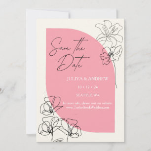 Reserve A Data Casamento de cor-de-rosa e creme pastel elegante