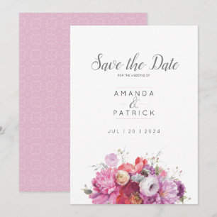 Reserve A Data Casamento de Cor Flórida Floral de Verão Rosa