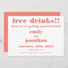 Reserve A Data Casamento De Coral De Bebidas Gratuitas Salve A Da