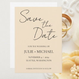 Reserve A Data Casamento de Cores de Champanhe Estilo Simples