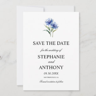 Reserve A Data Casamento de Cornflower WIldflower, cor d'água rox