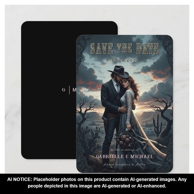 Reserve A Data Casamento de Cowboy Western Gótico Mal-humorado Sa (Criador carregado)