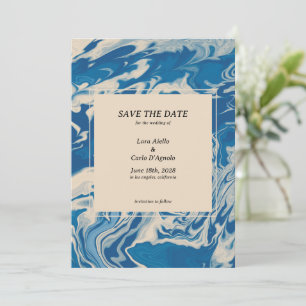 Reserve A Data Casamento de cristal moderno marmoreado azul
