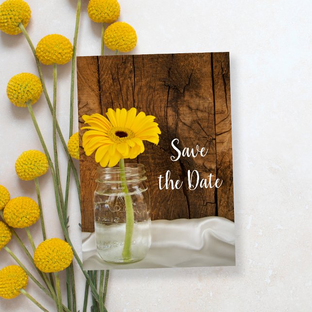 Reserve A Data Casamento de Daisy Mason Jar Barn Amarelo Salve a  (Criador carregado)