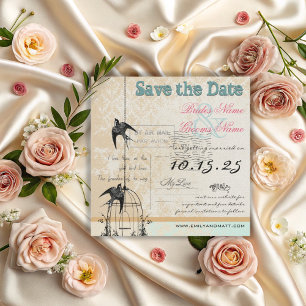 Reserve A Data Casamento de Damask Birdcage Salve a Data Verde Ro