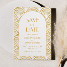 Casamento de Deco Geométrico Dourado Elegante