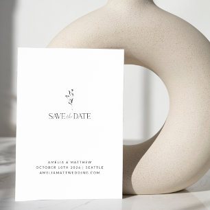 Reserve A Data Casamento de Desenho Botânico Floral Branco Minima