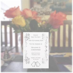 Reserve A Data Casamento de Design de Rolagem de Silver Bells