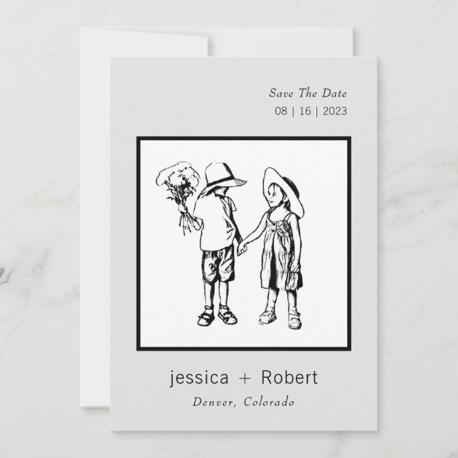 Reserve A Data Casamento de Design Moderno Minimal Doce (Frente)
