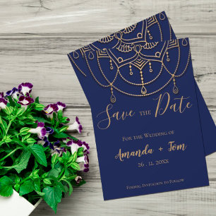 Reserve A Data Casamento de Design tradicional texturizado com az