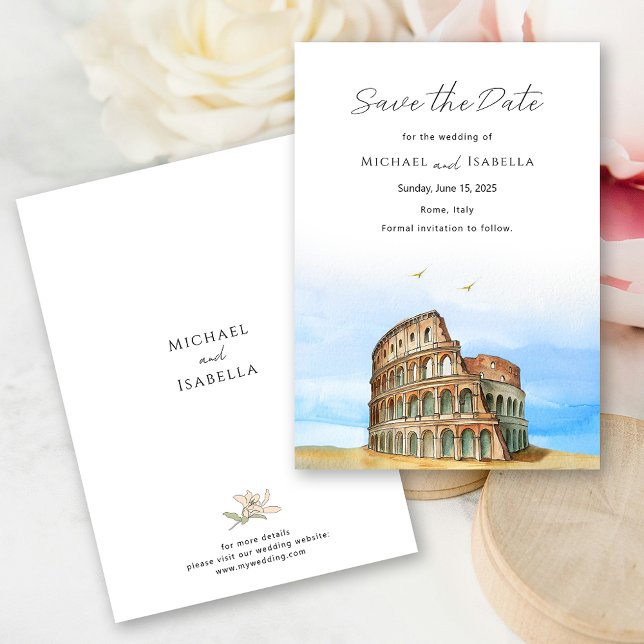 Reserve A Data Casamento de Destino Colosseum, Itália, Roma (Rome Italy Colosseum Destination Wedding Save The Date)