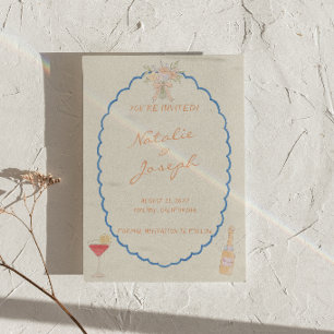 Reserve A Data Casamento de Destino com Arte Retro Nova Mão Desen
