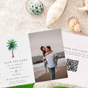 Reserve A Data Casamento de Destino com Palmeira Tropical Foto