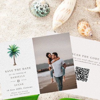 Reserve A Data Casamento de Destino com Palmeira Tropical Foto