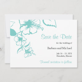 Reserve A Data Casamento de Destino de Flor de Hibisco Turquesa