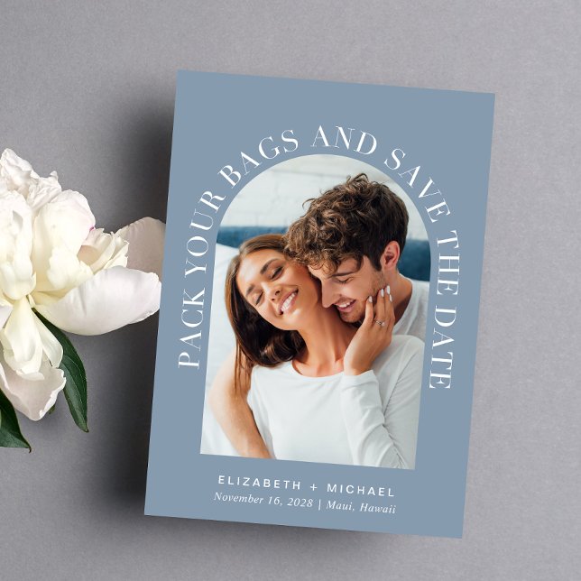 Reserve A Data Casamento de Destino de Foto em Arch Elegante (Celebrate your love story with a save the date showcasing your photo in an elegant arch frame)