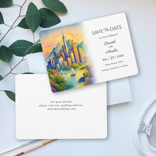 Reserve A Data Casamento de Destino de Hong Kong (Hong Kong Destination  Save The Date)
