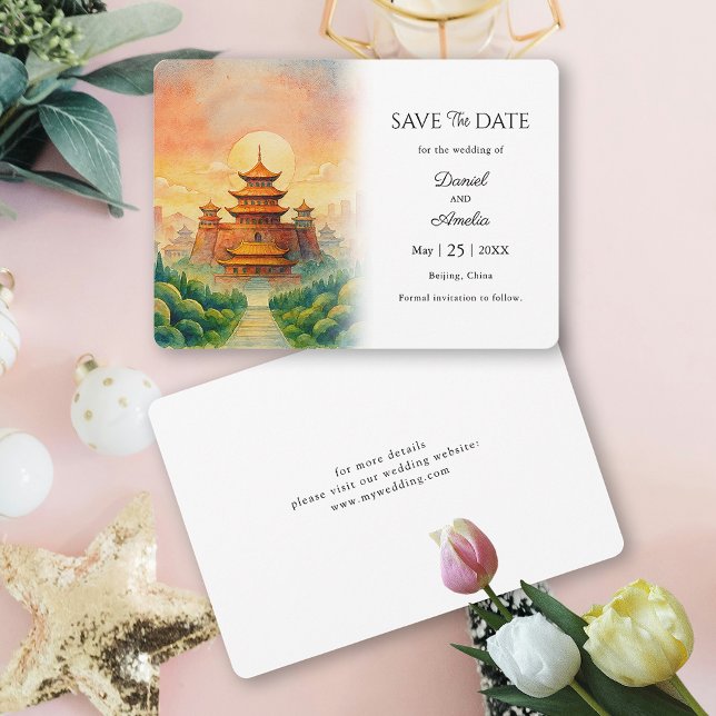 Reserve A Data Casamento de Destino de Pequim China (Beijing  China Destination  Save The Date)