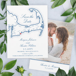 Reserve A Data Casamento de Destino Elegante do Mapa de Cabo Cod