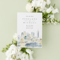 Casamento de Destino em Nova York EUA aquarela