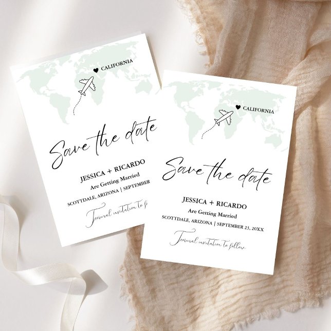 Reserve A Data Casamento de Destino em Verde Sálvia Salve a data (Criador carregado)