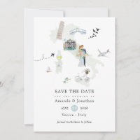 Casamento de destino italiano em aquarela