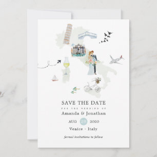 Reserve A Data Casamento de destino italiano em aquarela