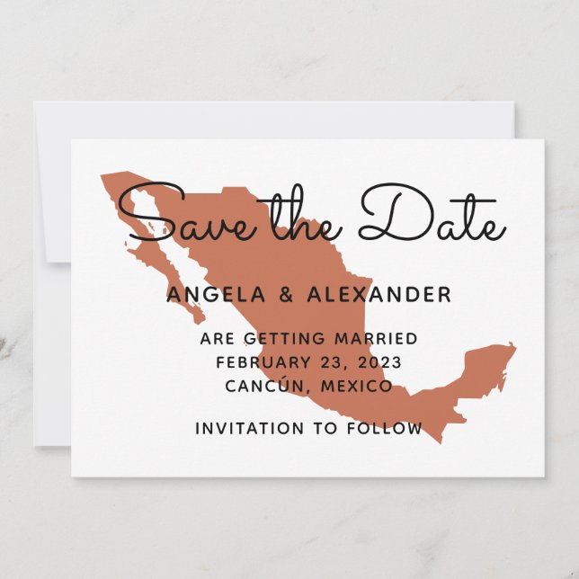 Reserve A Data Casamento de Destino Mexicano Terracota (Frente)