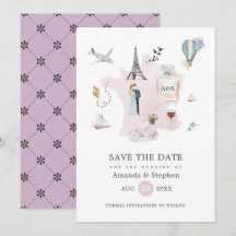 Casamento de Destino Monograma de Paris em Aquarel