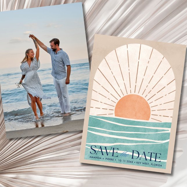 Reserve A Data Casamento de Destino na Praia Foto Salve a Data (Beach Destination Wedding Photo Save the Date)