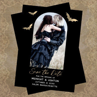 Reserve A Data Casamento de Dia das Bruxas de Bats Salva a Data