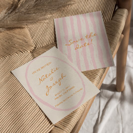 Reserve A Data Casamento de Diversão Colorida com Pinstripes Escr