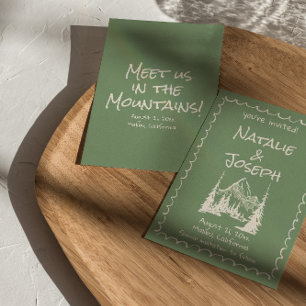 Reserve A Data Casamento de Diversão de Creme Verde Desenhado à M