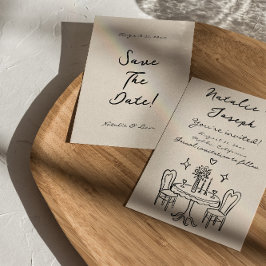 Reserve A Data Casamento De Diversão Simples De Brancos De Desenh