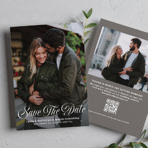 Reserve A Data Casamento de duas fotos com roteiro moderno simple
