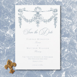 Reserve A Data Casamento de Elegante Dusty Blue Chinoiserie Cheru