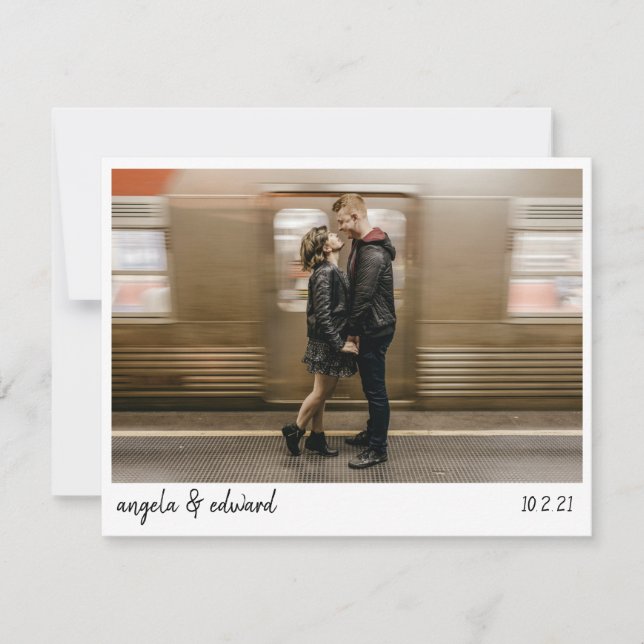 Reserve A Data Casamento de Escrita Manuscrita Moderna Minimalist (Frente)