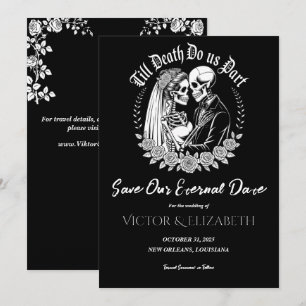 Reserve A Data Casamento de Esqueleto Negro Elegante da Morte Gót