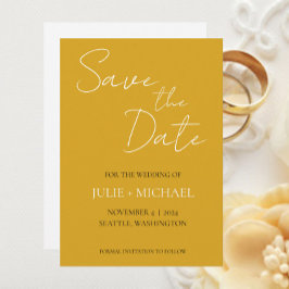 Reserve A Data Casamento de Estilo Simples Amarelo Dourado