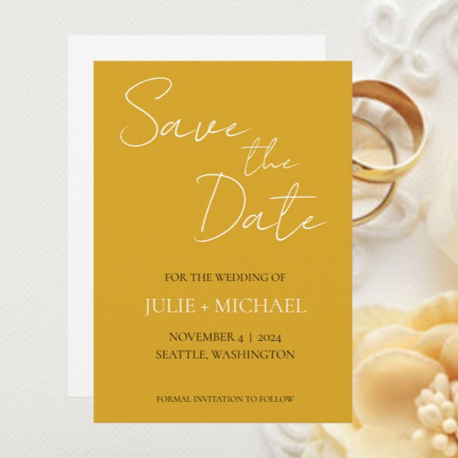 Reserve A Data Casamento de Estilo Simples Amarelo Dourado (In Situ Wedding)