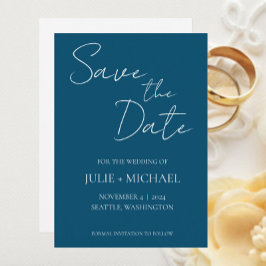 Reserve A Data Casamento de Estilo Simples Azul Turquesa